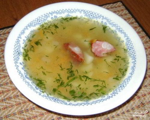 Гороховый суп с копчеными ребрышками в скороварке. Рецепт.